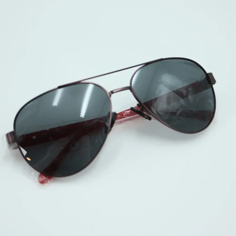 Champion Aviator Sunglasses CU6061 Black Gray Polarized Lens 58mm Red Metal